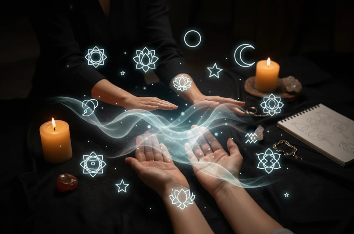 Magnetiseur-Experte bei einer Fern-Magnetismus-Sitzung