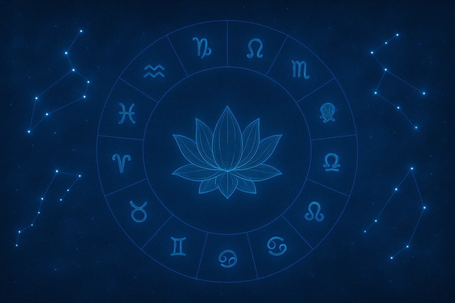 Kosmische Darstellung von Spiritualität mit Lotusblume und Tierkreiszeichen – Was ist Spiritualität?