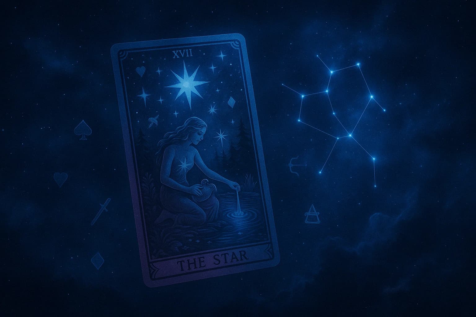 Tarotkarte "The Star" im Nachthimmel – Was ist Tarologie? Bedeutung und Ursprung bei Manticus