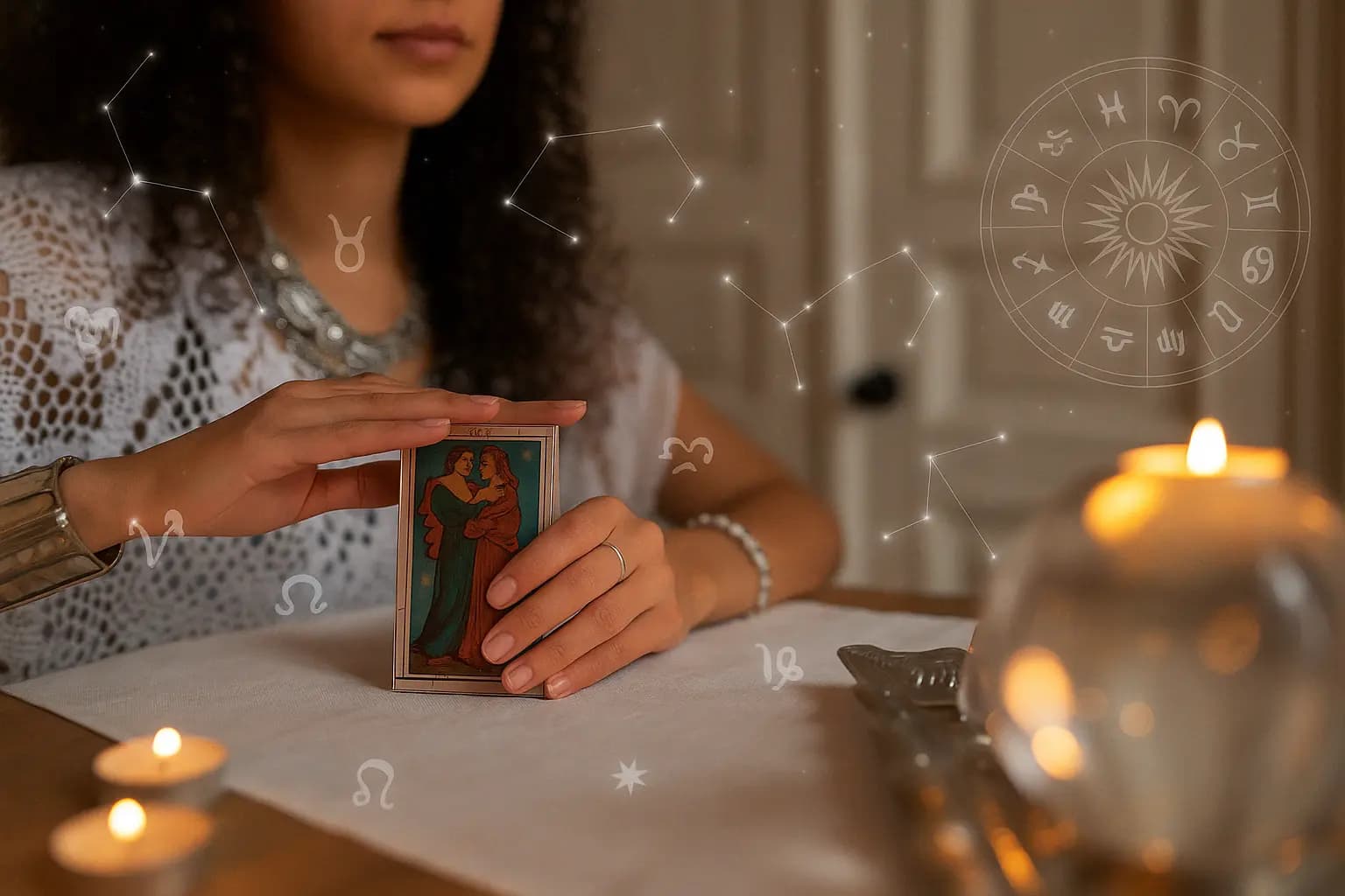 Kartomantie-Expertin bei einer Kartenlegung